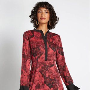 Modcloth Retro Romance Long Sleeve Dress